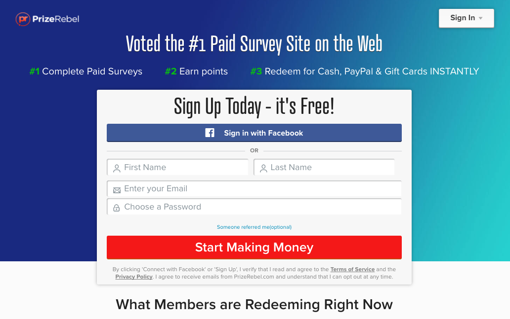 PrizeRebel Review, the best paid surveys site on the web