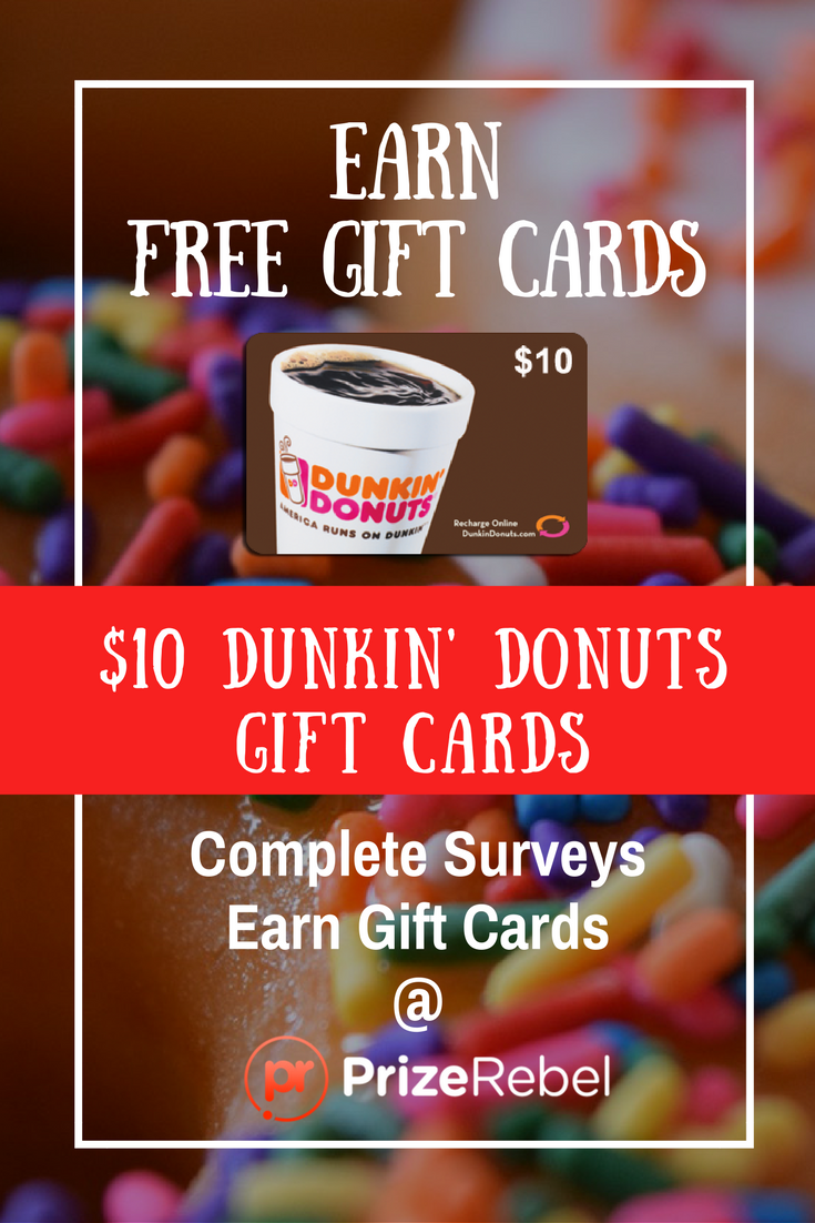 Dunkin donuts register gift card